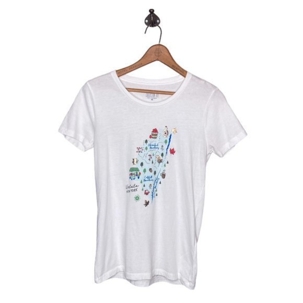 J.Crew Women's XS White Upstate New York Cotton Collector Graphic Tee T-Shirt
